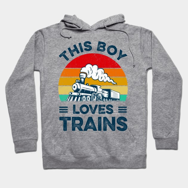 This Boy Loves Trains Gift Train Wagon Lover Gifts Hoodie by LawrenceBradyArt